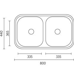 Banka Diplomat Stainless Steel Double Sink Surface-Mounted 80x44 cm 1208970059