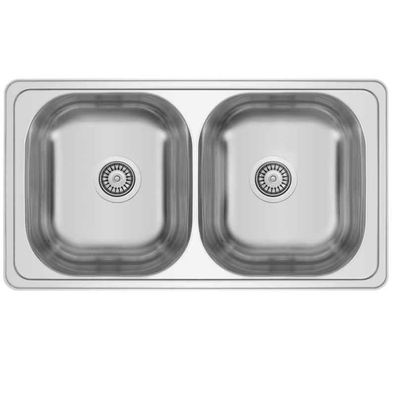 Banka Diplomat stainless steel double sink, surface mounted, 80x44 cm 1208970059
