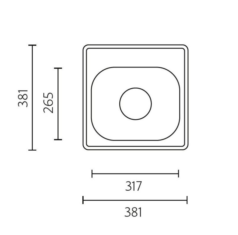 Detroit Bank Stainless Steel Sink 381 x 381 mm Top Mount with Faucet Hole 1208970074