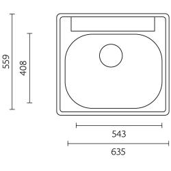 Detroit Stainless Steel Sink 635 x 559 mm Top Mount with Faucet Hole 1208970077