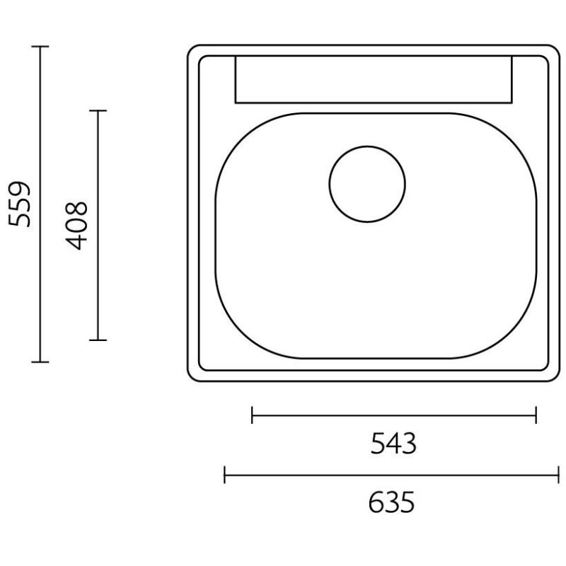 Detroit Stainless Steel Sink 635 x 559 mm Top Mount with Faucet Hole 1208970077