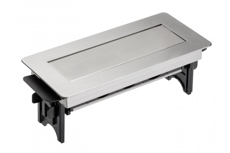 Desktop extension cord without cassette 3x socket with grounding cable 1.5m power supply with plug, inox