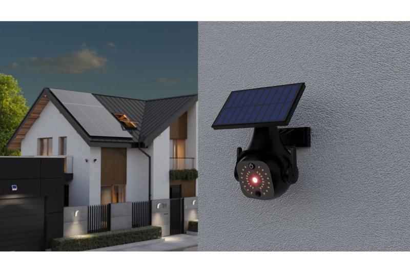 Solar floodlight with motion and dusk sensor GUARDOS, LED, 300lm, 6400K, 1200mAh, IP65, dummy camera