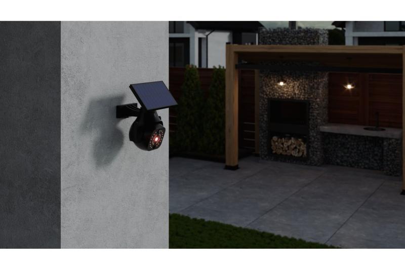 Solar floodlight with motion and dusk sensor GUARDOS, LED, 300lm, 6400K, 1200mAh, IP65, dummy camera