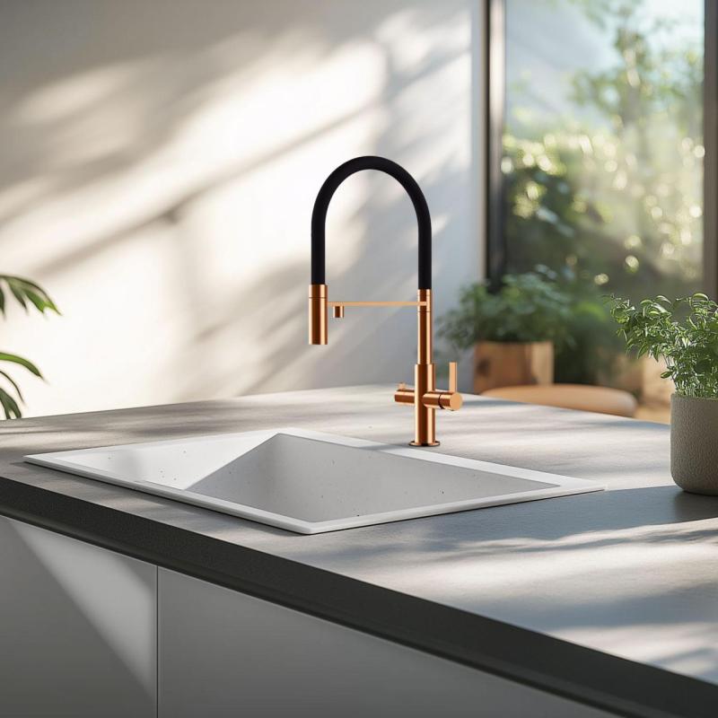 Ausmann Claridge 3-Way Kitchen Mixer Tap with Flexible Spout and Filtered Water – Copper - 1208970503