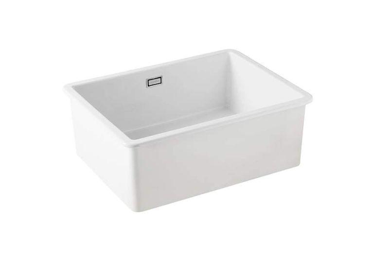 Ausmann Ceramic Ember Ceramic White Sink - Top Mount and Undermount 54 x 40 cm with Stainless Steel Plug 1208970508