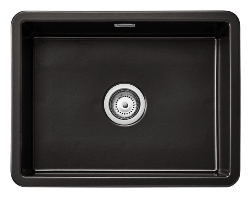 Ausmann Ceramic Ember Ceramic Mat Black Sink - Top mount and Undermount 54 x 40 cm with Stainless Steel plug 1208970511