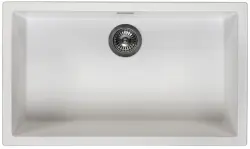 White Large Sink 70x40 cm Undermount, Countertop, and Flush Mount with Gun Metal Plug 1208970520
