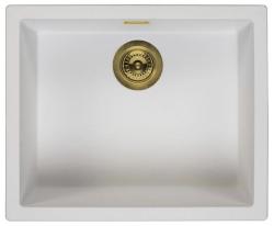 White Sink 50x40 cm Undermount, Topmount, and Flushmount with Gold Plug 1208970532