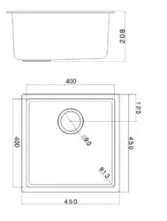 White Sink 40x40 cm Undermount, Top-mount and Flush-mount with White Plug 1208970536