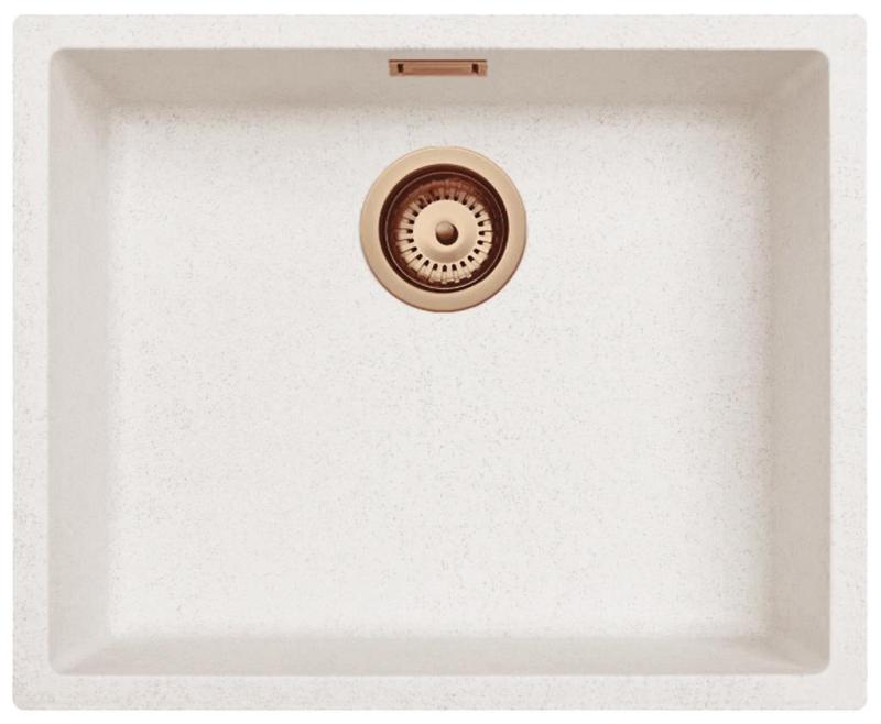 Sand White Cream Sink 50x40 cm Undermount, Surface Mount, and Flush Mount with Copper Plug 1208970548