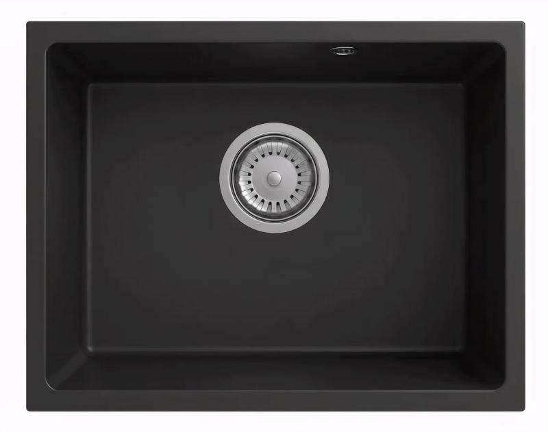 Graniteland Solo Granite Black Undermount Sink 42x34 cm with Stainless Steel Plug 1208970611