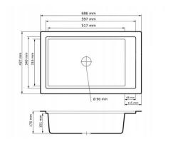 Graniteland Magra Granite Black Built-in Sink 686 x 427 mm with faucet hole bench and Stainless Steel Plug 1208970616
