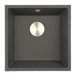 GraniteMy Universal Granite Gray, dark Sink 40x40 cm Top Mount, Undermount and Flush Mount with Stainless Steel Plug 1208970742