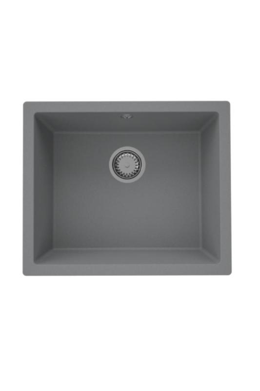 GraniteMy Universal Granite Gray, dark Sink 50x40 cm Surface mount, Undermount and Flush mount with Stainless Steel Plug 1208970744