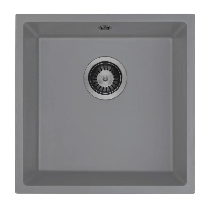 GraniteMy Universal Granite Grey Sink 40x40 cm Top Mount, Undermount and Flush Mount with Gun Metal Plug 1208970750
