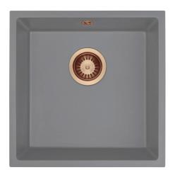 GraniteMy Universal Granite Grey Sink 40x40 cm Surface Mount, Undermount and Flush Mount with Copper Plug 1208970753