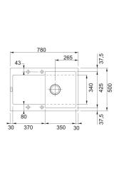 Franke Maris MRG 611-78 Fragranite Matte Black Sink 78 x 50 cm Built-in with Draining Area 114.0628.968