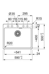 Franke Maris MRG 610-50 TL Fragranite Matte Black Sink Top Mount with Faucet Hole Bank 114.0668.630
