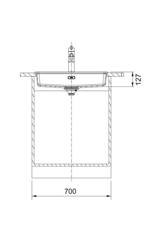 Franke Maris MRG 610-60 Care Fragranite Stone Grey Shallow Disabled Sink 635 x 559 mm Surface Mount with Tap Hole Bench 114.0729.486
