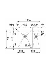 Franke Bolero Plus New R10 B2X 260-34-16 BL 1.5 One and a half Stainless Steel Sink Flat mount, undermount and top mount 56x45 cm 127.0733.339