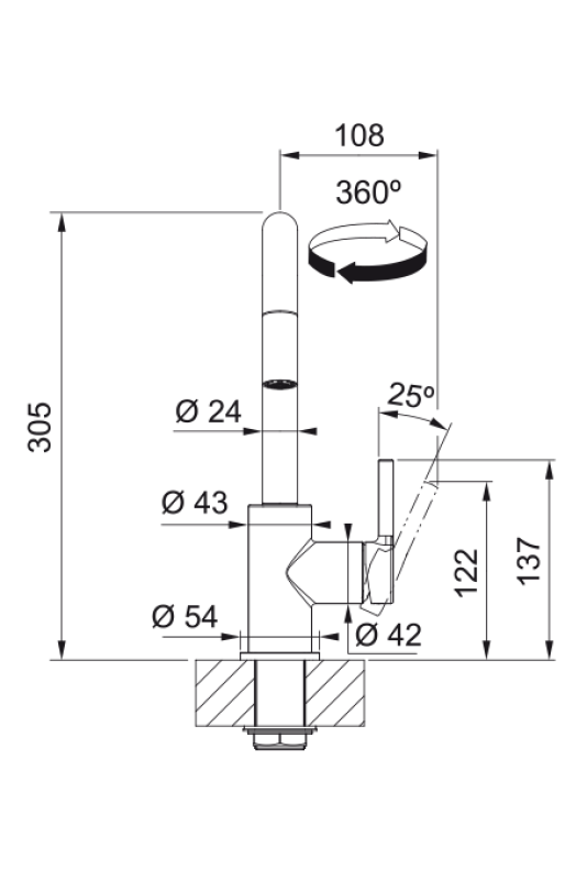 Franke Lina U Kitchen Faucet Chrome Retractable Spout 115.0728.476