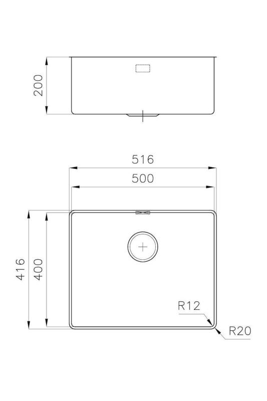 Foster Phantom Slimline Stainless Steel Sink 50x40cm Undermount for Ceramic Countertops 1208971122