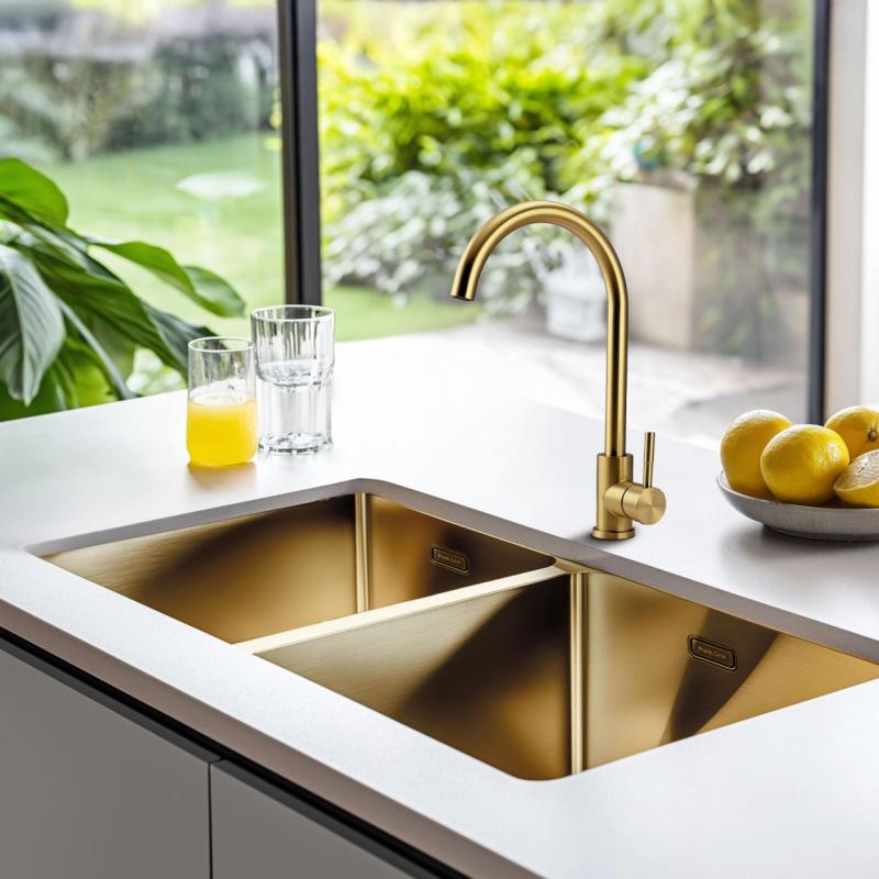 Pure.Sink Prestige Double Golden sink 82x40 cm 10mm radius undermount, flush mount and top mount PPG404040-60