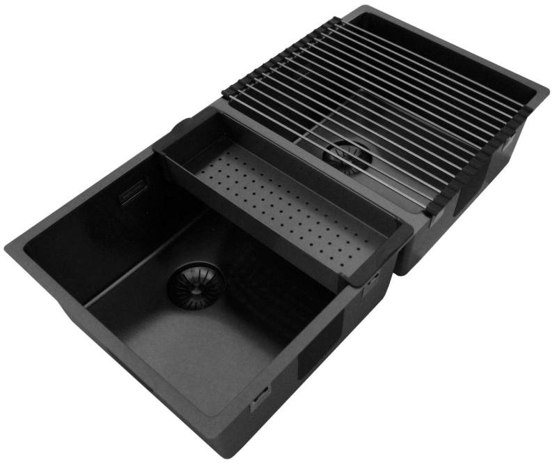 Pure.Sink Prestige Double Gun metal sink 82x40 cm 10mm radius undermount, flush mount and top mount PPG404040-61