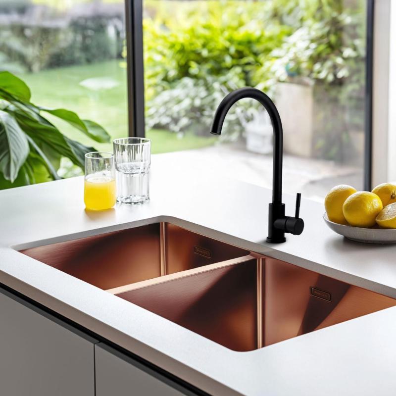 Pure.Sink Prestige Double Copper Sink 82x40 cm 10mm radius undermount, flush mount and top mount PPG404040-62