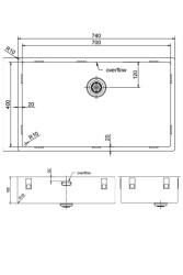 Pure.Sink Exclusivo large stainless steel sink 70x40 cm 10mm radius undermount, flush mount and top mount PEX7040-02