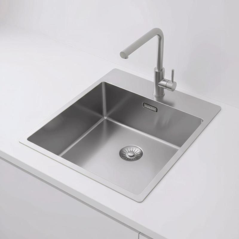 Pure.Sink Exclusivo RVS sink 44x52 cm Tapwing with faucet hole bank 10mm radius PEX4040T-02