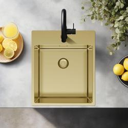 Pure.Sink Exclusive Gold Sink 44x52 cm Tapwing with faucet hole bench 10mm radius PEX4040T-60