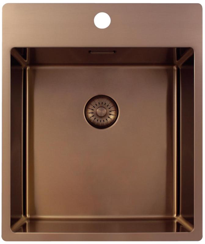 Pure.Sink Exclusivo Copper Sink 44x52 cm Tapwing with faucet hole bench 10mm radius PEX4040T-62