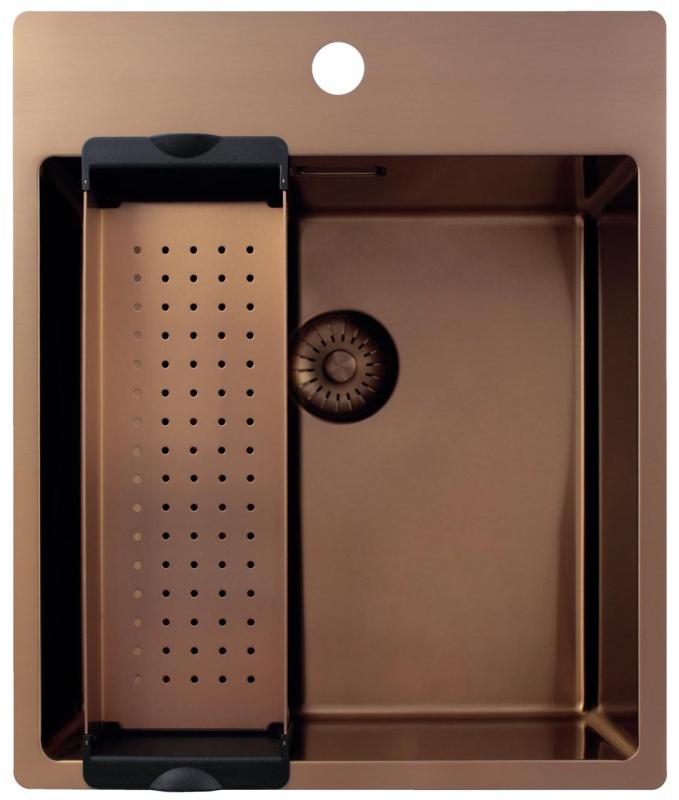 Pure.Sink Exclusivo Copper Sink 44x52 cm Tapwing with faucet hole bench 10mm radius PEX4040T-62