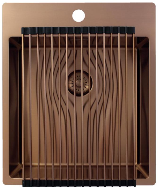 Pure.Sink Exclusivo Copper Sink 44x52 cm Tapwing with faucet hole bench 10mm radius PEX4040T-62