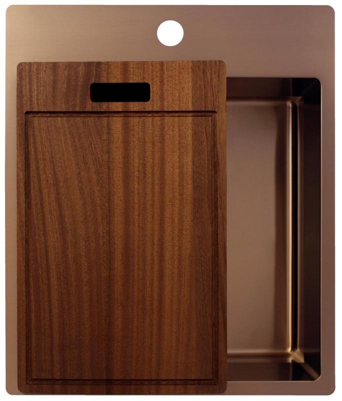 Pure.Sink Exclusivo Copper Sink 44x52 cm Tapwing with faucet hole bench 10mm radius PEX4040T-62