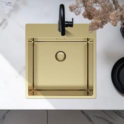 Pure.Sink Exclusive Gold sink 49x52 cm Tapwing with faucet hole bank 10mm radius PEX4540T-60