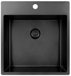 Pure.Sink Exclusivo Gun Metal sink 49x52 cm Tapwing with faucet hole bench 10mm radius PEX4540T-61