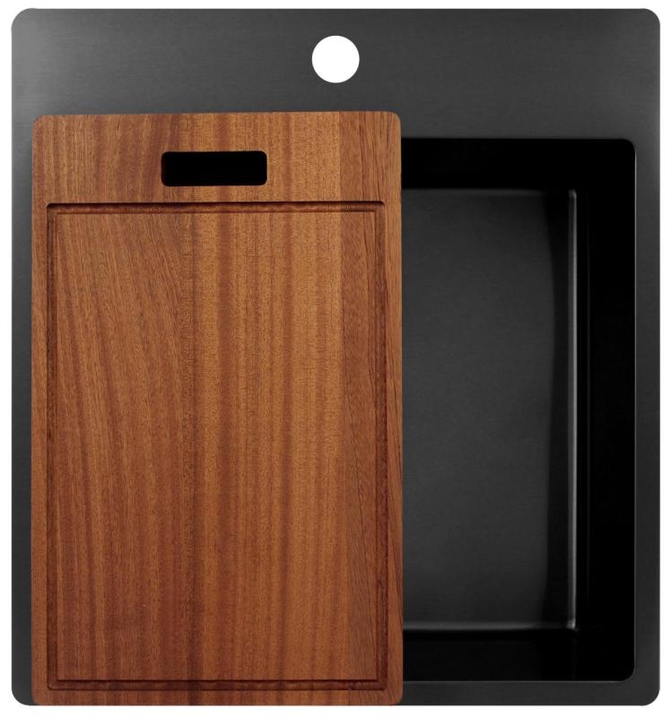 Pure.Sink Exclusivo Gun Metal sink 49x52 cm Tapwing with faucet hole bench 10mm radius PEX4540T-61