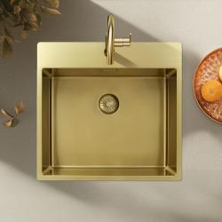 Pure.Sink Exclusivo Gold sink 54x52 cm Tapwing with tap hole bank 10mm radius PEX5040T-60