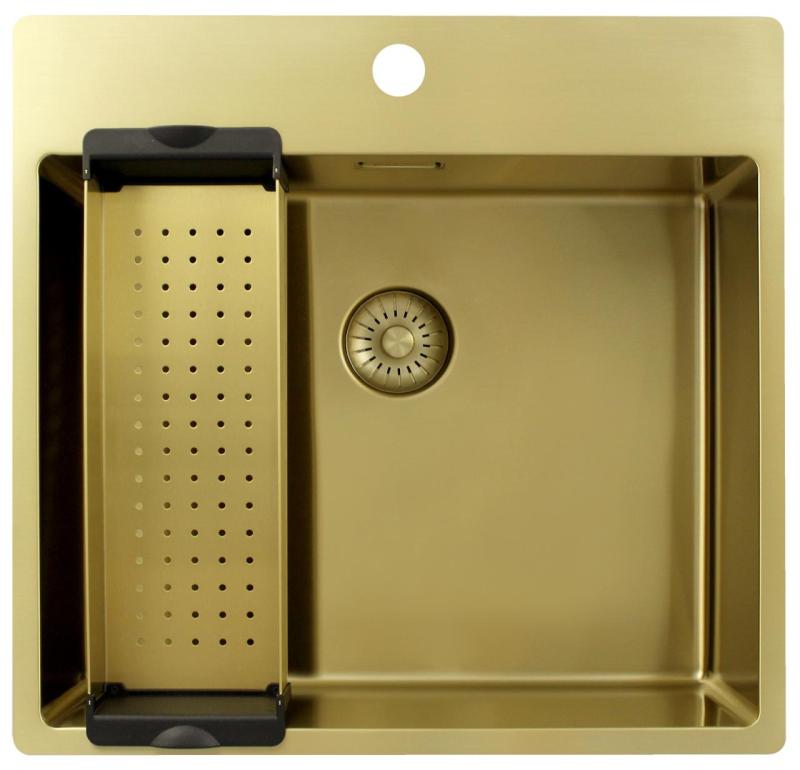 Pure.Sink Exclusivo Gold sink 54x52 cm Tapwing with tap hole bank 10mm radius PEX5040T-60