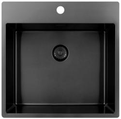 Pure.Sink Exclusivo Gun Metal sink 54x52 cm Tapwing with faucet hole bank 10mm radius PEX5040T-61