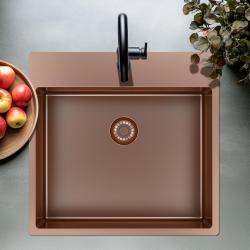 Pure.Sink Exclusive Copper Sink 54x52 cm Tapwing with faucet hole bank 10mm radius PEX5040T-62