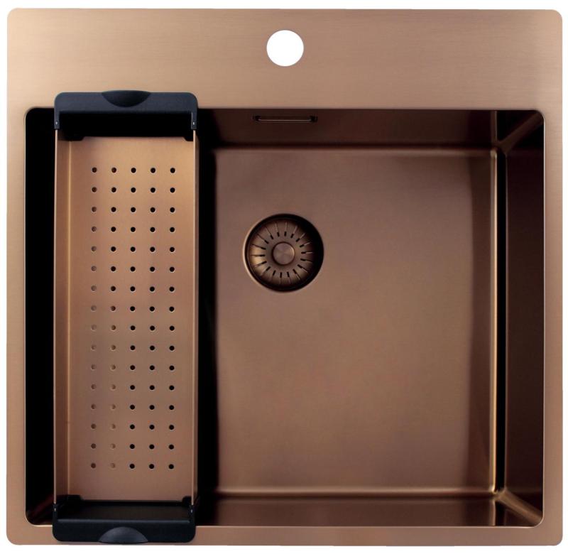 Pure.Sink Exclusivo Copper Sink 54x52 cm Tapwing with faucet hole bank 10mm radius PEX5040T-62