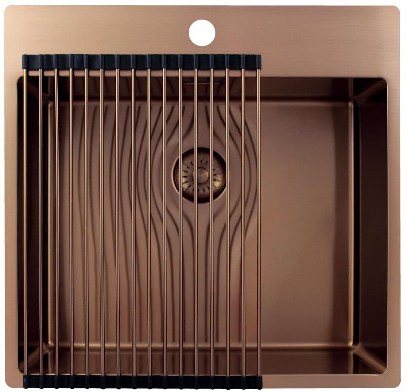 Pure.Sink Exclusivo Copper Sink 54x52 cm Tapwing with faucet hole bank 10mm radius PEX5040T-62