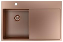 Pure.Sink Exclusive Copper small sink with draining area 78x52 cm Tapwing left PEX3478LT-62