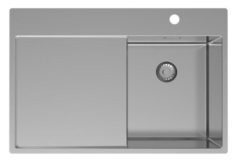 Pure.Sink Exclusivo Stainless Steel Small Sink with Draining Area 78x52 cm Tapwing Right PEX3478RT-02