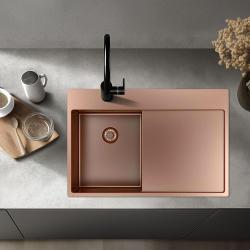 Pure.Sink Exclusive Copper small sink with drainer 78x52 cm Tapwing right PEX3478RT-62