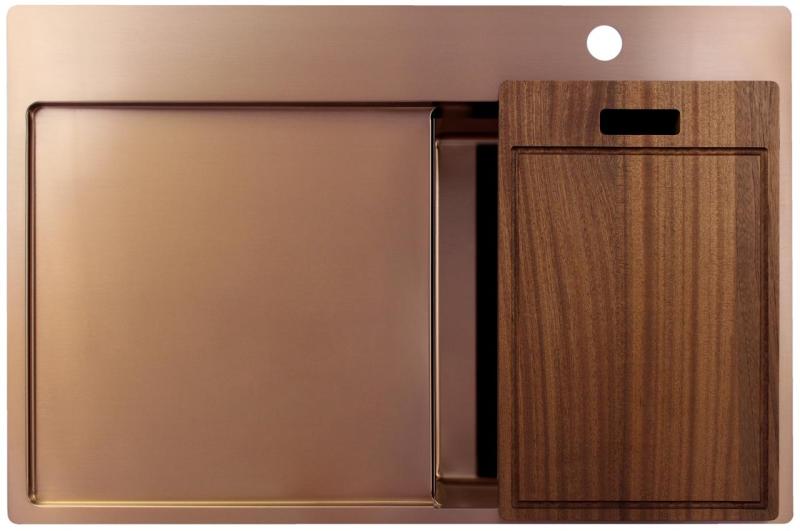 Pure.Sink Exclusivo Copper small sink with drainer 78x52 cm Tapwing right PEX3478RT-62